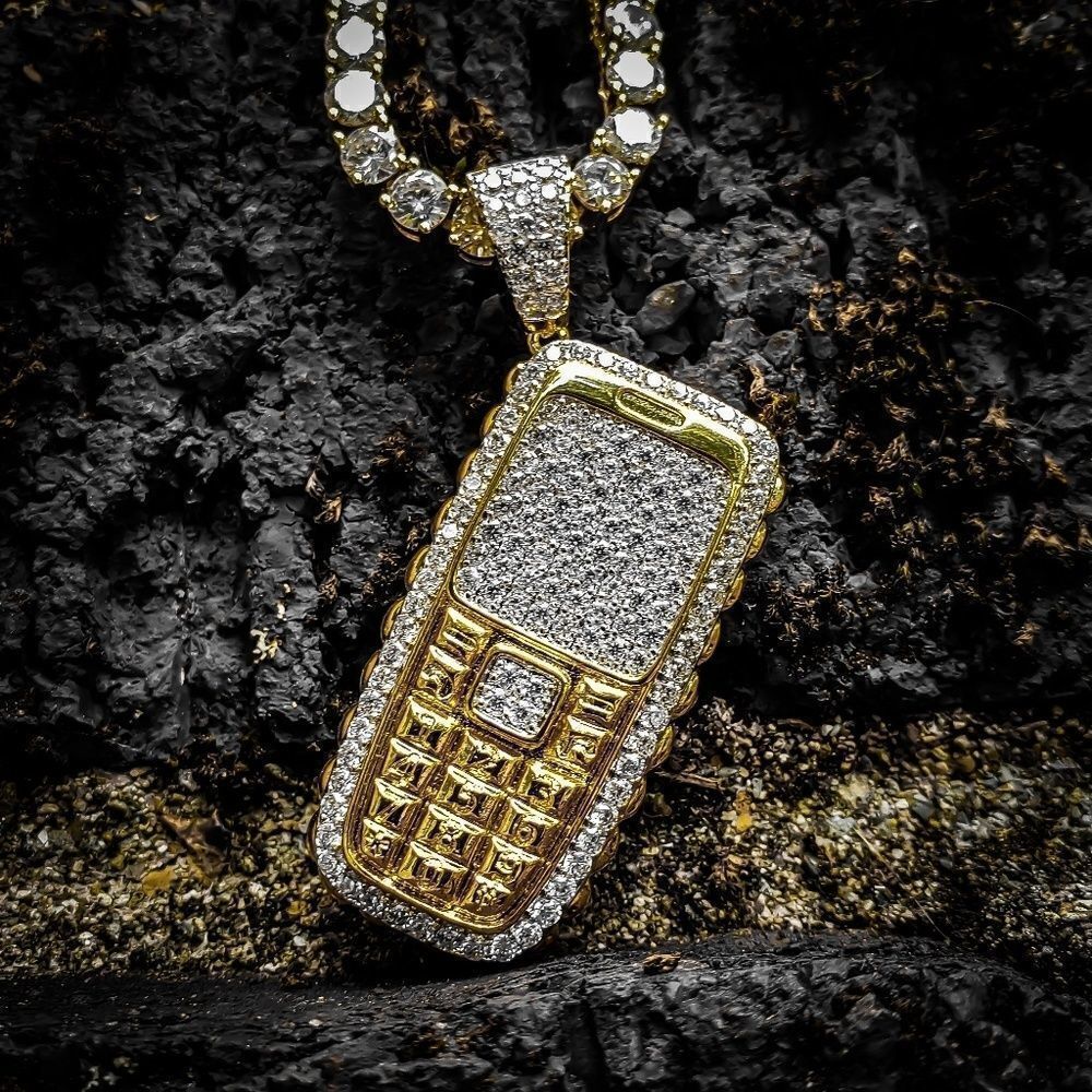 Lab Diamond Throwaway Phone Necklace Set - Picture 3 of 4